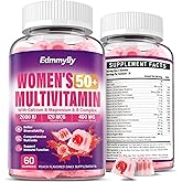 Womens Multivitamin Gummy 50 and Over - Chewable Multi Vitamin A, C, D3, E, K2 & B Complex, Folate, Biotin, Calcium, Magnesium - Support Energy, Immune & Over-All Health