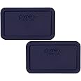 Pyrex Bundle - 2 Items: 7214-PC 4.8-Cup Dark Blue Plastic Food Storage Lids Made in the USA