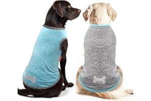 KYEESE 2 Pack Dog Shirts for Large Dogs Quick Dry Breathable Stretchy Sun Protection Dog T-Shirts with Reflective Label Tank Top Sleeveless Vest Dogs Clothes, Grey+Blue, 3XL