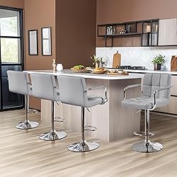 Yaheetech Bart Stools Set of 4, PU Leather