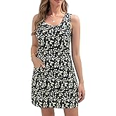 CAMSSOO Womens Summer Dresses 2025 Casual Sleeveless Beach Dress Loose Scoop Neck Boho Floral Sundresses with Pockets