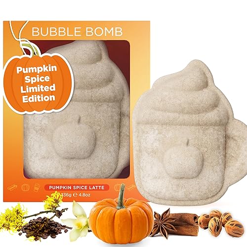 Pumpkin Spice Latte Bath Bomb for Women & Girls (Giftable Packaging) – Luxury Fall Bath Bombs - Natural & Relaxing Fall Gift - Vanilla, Coffee, Cinnamon & Pumpkin Scented - Mug or Glass Shaped