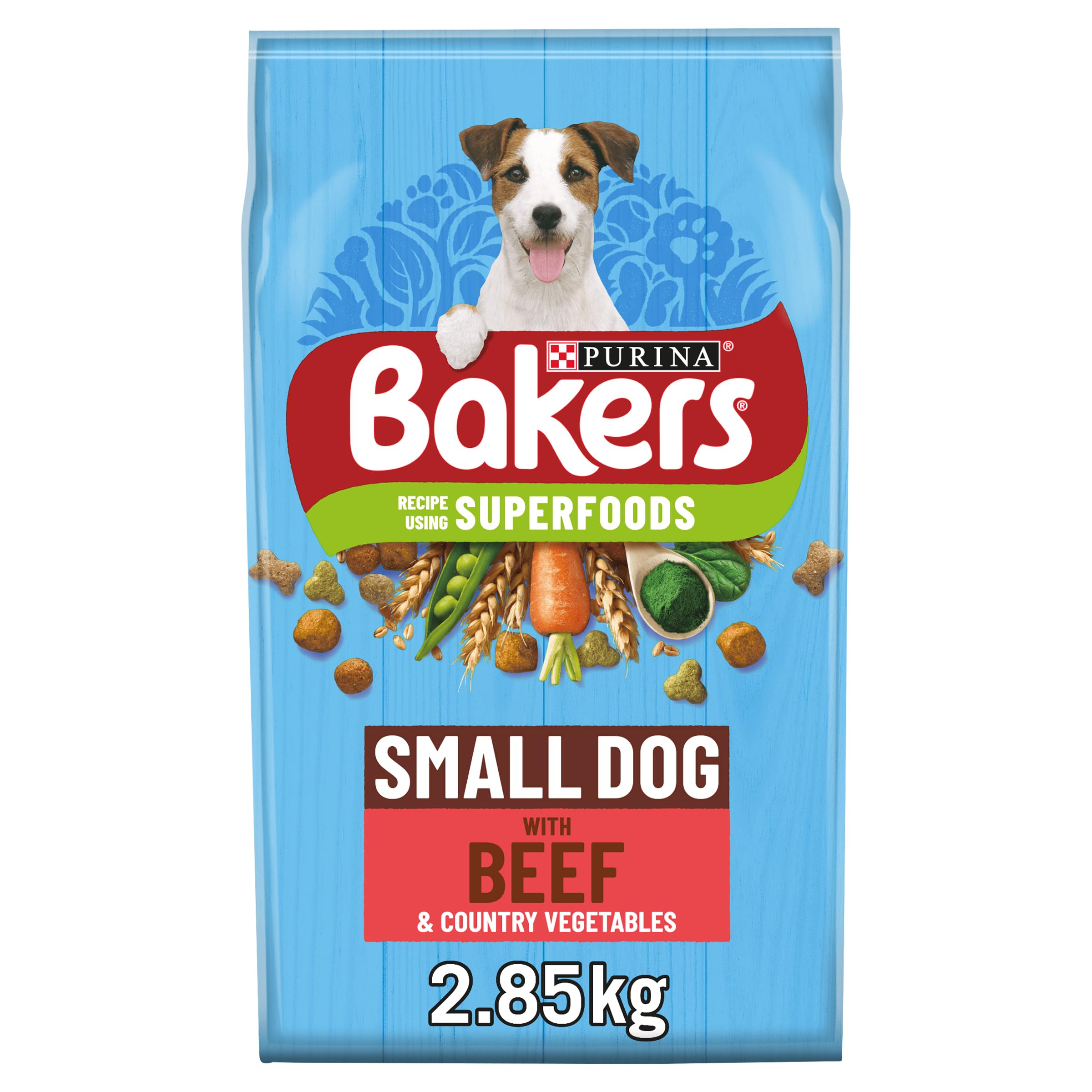 BAKERS Superfoods Small Dog Beef with Vegetables Dry Dog Food 2.85kg (pack of 4), Pack of 4