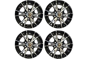 RHINO Set of 4 15x6, 6x5.5 Premium Aluminum Trailer Wheel, Black Machine Faced 6Lug Trailer Rim