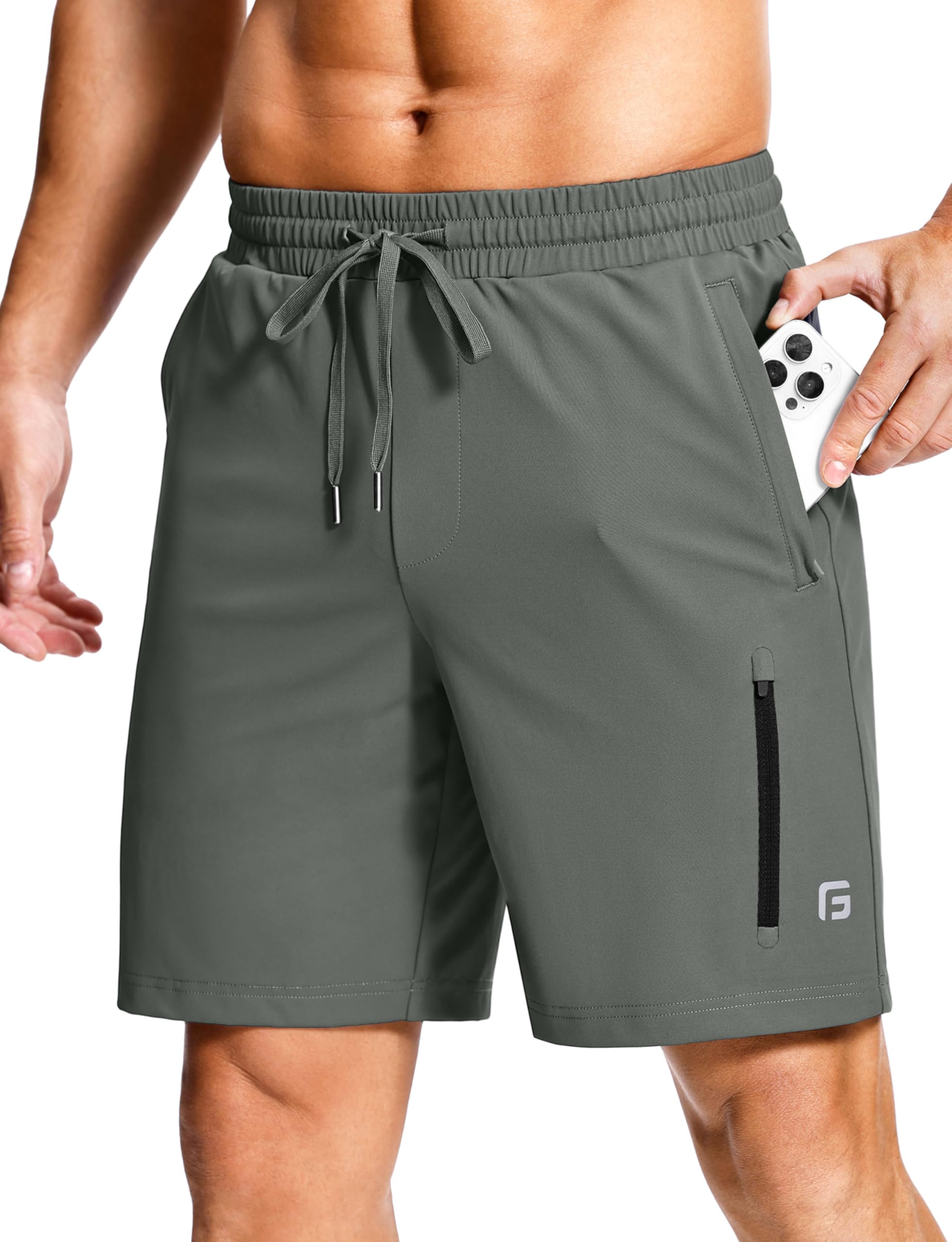 Men's Workout Shorts with Zipper Pockets 7 Inch