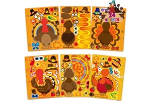 DUJAA Make a Turkey Stickers 24PCS Thanksgiving Stickers for Kids Turkey Face Sticker Make Your Own Turkey Sticker Thanksgiving Party Favors DIY Crafts Stickers Classroom Teacher Reward