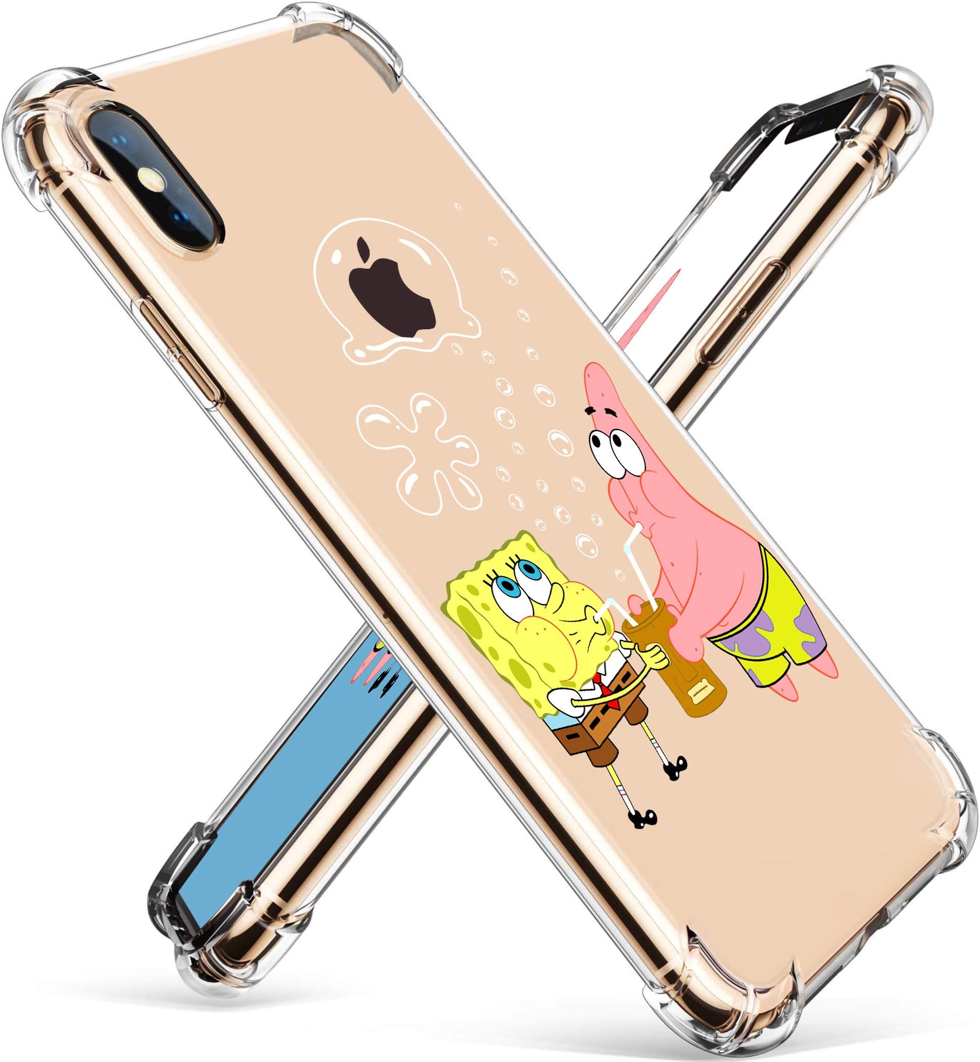 Coralogo for iPhone Xs/X TPU Case, 3D Cute Cartoon Funny Stylish Designer Character Protective Kawaii Fashion Fun Unique Cool Cover Skin Teens Kids Girls Cases for iPhone Xs/X 5.8" (Sponge Patrick
