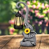 Eletorot Elephant Garden Solar Lantern Sunflower Outdoor Ornament 28cm