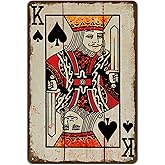 Vintage Poker Wall Decor Metal Sign Retro tin Sign Wall Decorative Signs for Man Cave Home Cafe Pub bar Shop 12x8 Inch Spades King