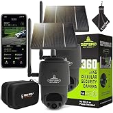 TACTACAM &ndash; Defend 360 Cellular Security Camera, 4K Photos, 1080p Video, Solar + Rechargeable Battery, 360&deg; Pan/Tilt/Zoom, LTE Cellular, Motion Alerts, Weather Resistant Includes Case &amp; Cloth (2PK)