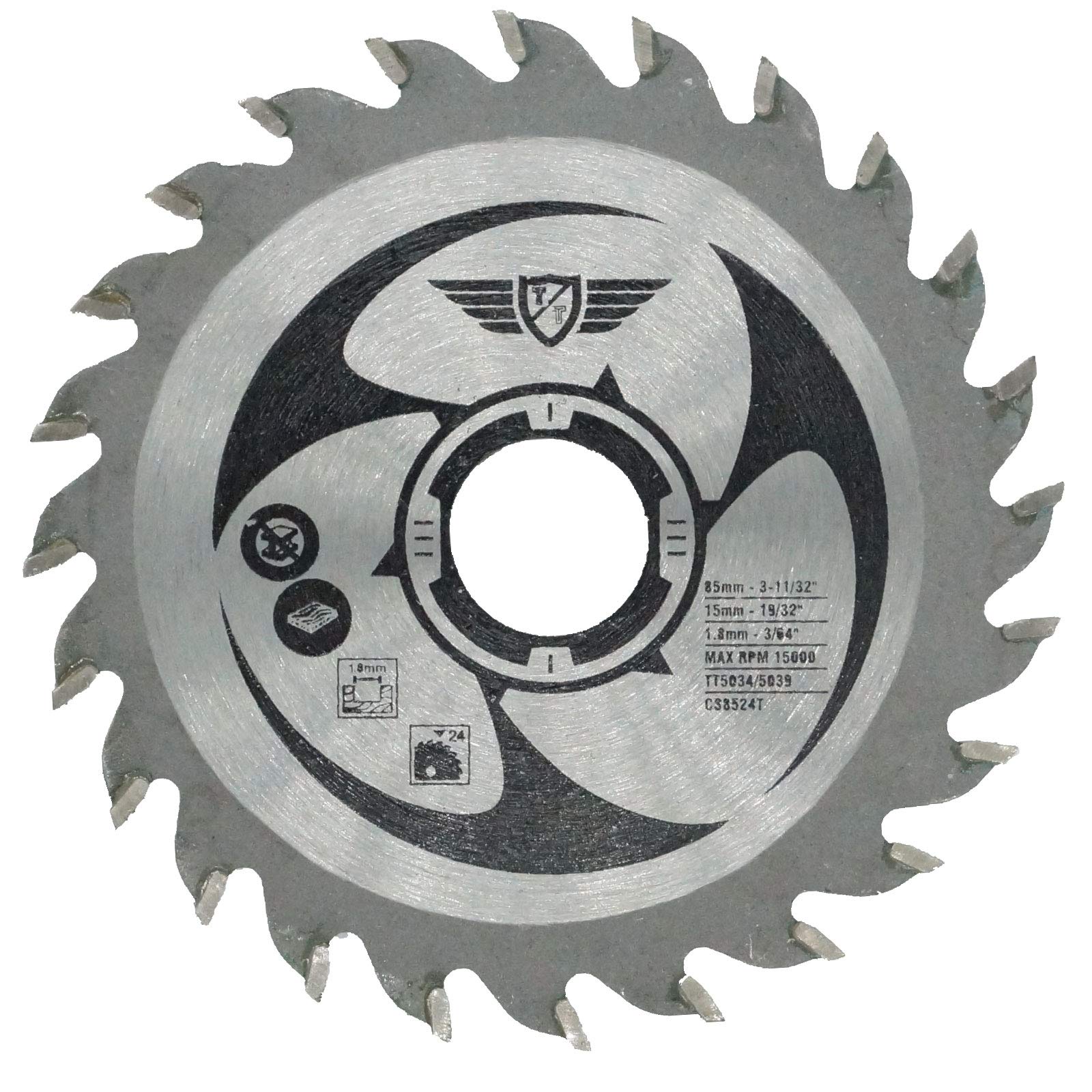1 x TopsTools CS8524T 85mm 24T 15mm Bore TCT Saw Blades
