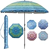 Blissun 7.2' Portable Beach Umbrella with Sand Anchor, Tilt Pole, Carry Bag, Air Vent (Green)