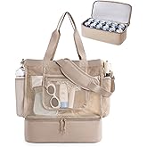 BAGSMART Beach Bag for Women, Mesh Tote Bags with Zipper, Sandproof Vacation Essentials with Cooler for Swim Cruise Pool
