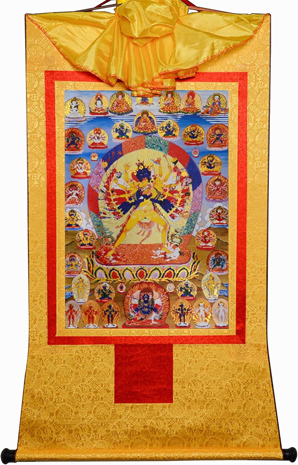Paintings - Gandhanra Kalacakra Vajrayogini in Yab Yum,(Female Buddha/Dakini), Tibetan Thangka Painting Art,Buddhist Thangka Brocade,Buddha Tapestry with Scroll