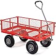 Gorilla Carts Heavy Duty Steel Utility Cart, Yard and Garden Wagon, 800 Lb, Red