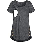 Quinee Women's Casual Button Side Nursing Tops Maternity Breastfeeding Tunic