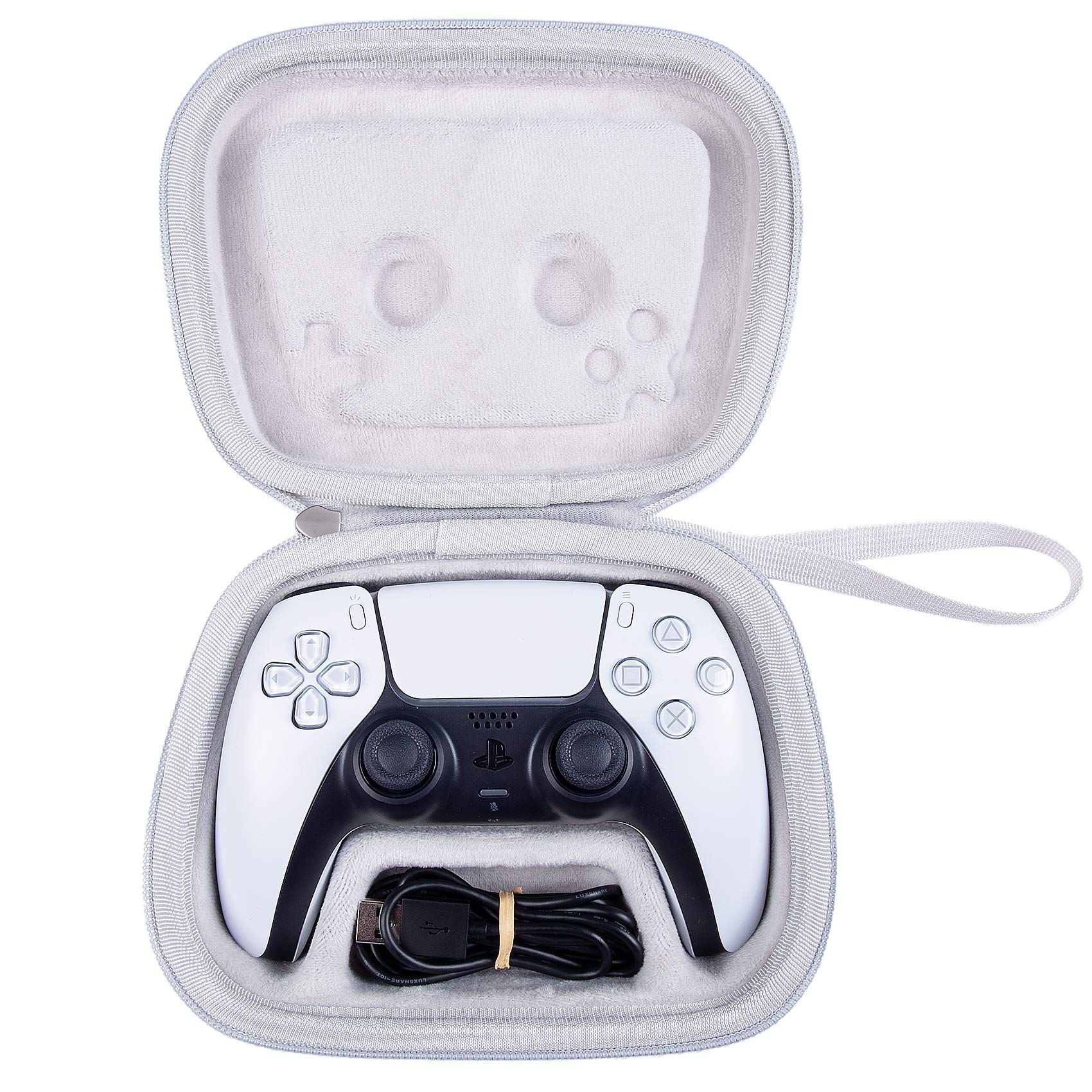 khanka Hard Case Replacement for Sony PlayStation 5 DualSense Wireless Controller (Grey White)