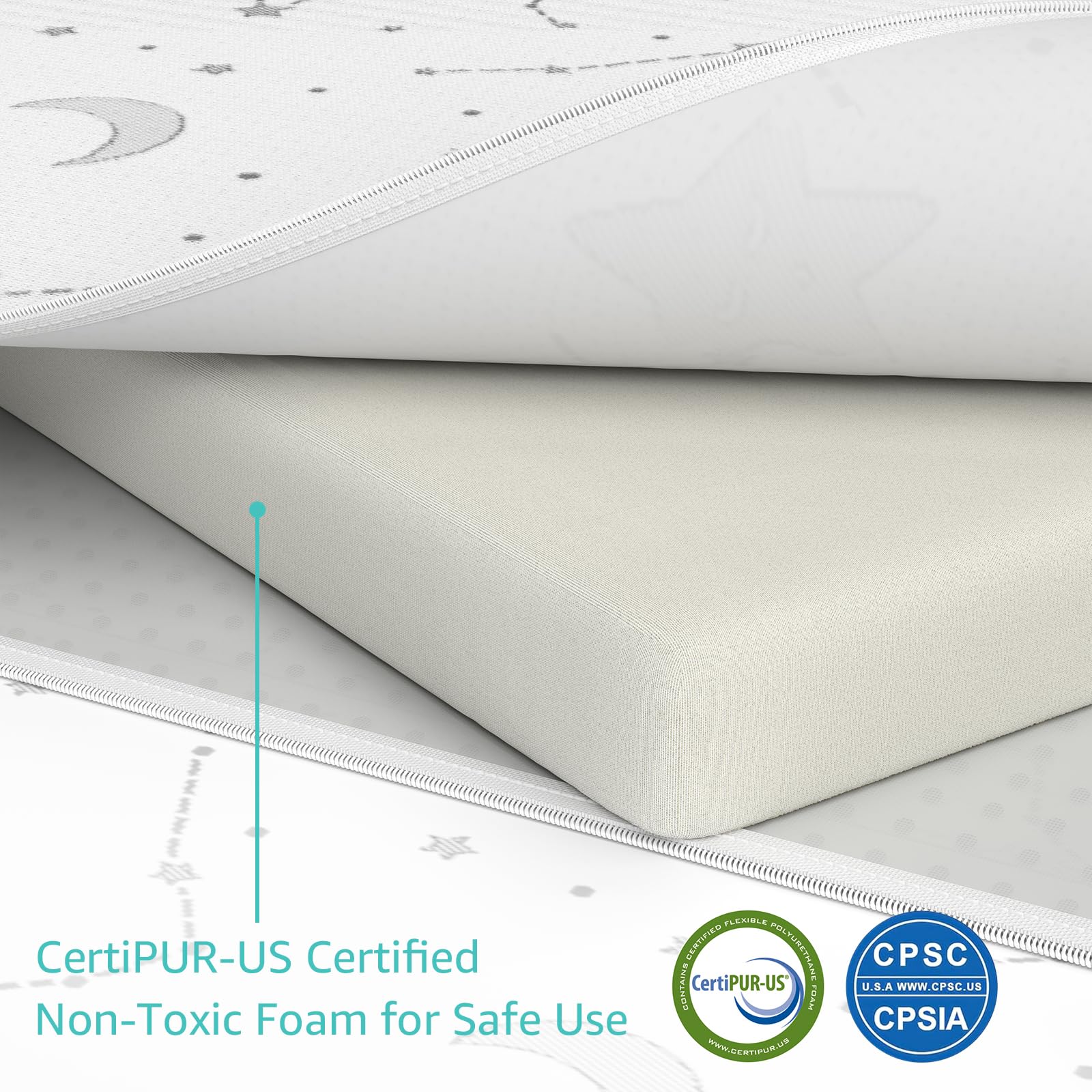 YENING Pack and Play Mattress Topper Baby Pack N Play Mattresses for Playpen and Playard with Washable Cover 38