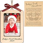 Baby's First Christmas Ornament 2025, Wooden Picture Frame Ornaments for Tree, Babys First Christmas Ornament 2025 Girl and Boy, Photo Frame Ornaments, 1st Xmas Gifts for Babies, Girl, Boy