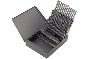 CHICAGO-LATROBE Chicago Latrobe 157 Series High-Speed Steel Short Length Drill Bit Set with Metal Case, Bright Finish, 118 Degree Conventional Point, Wire Size, 60-piece, #60 - #1
