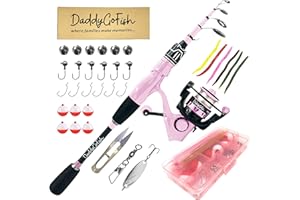 DaddyGoFish Spinning Fishing Rod and Reel Combo Set with Tackle Box | Fishing Pole | Carbon Fiber Telescopic Fishing Rod Kit 