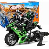 Liberty Imports 2.4G RC Remote Control Stunt Motorcycle with Riding Figure, 1:10 Scale High Speed Cross Country 360 Degree Rotation Drift Shockproof Racing Motorbike (Green)