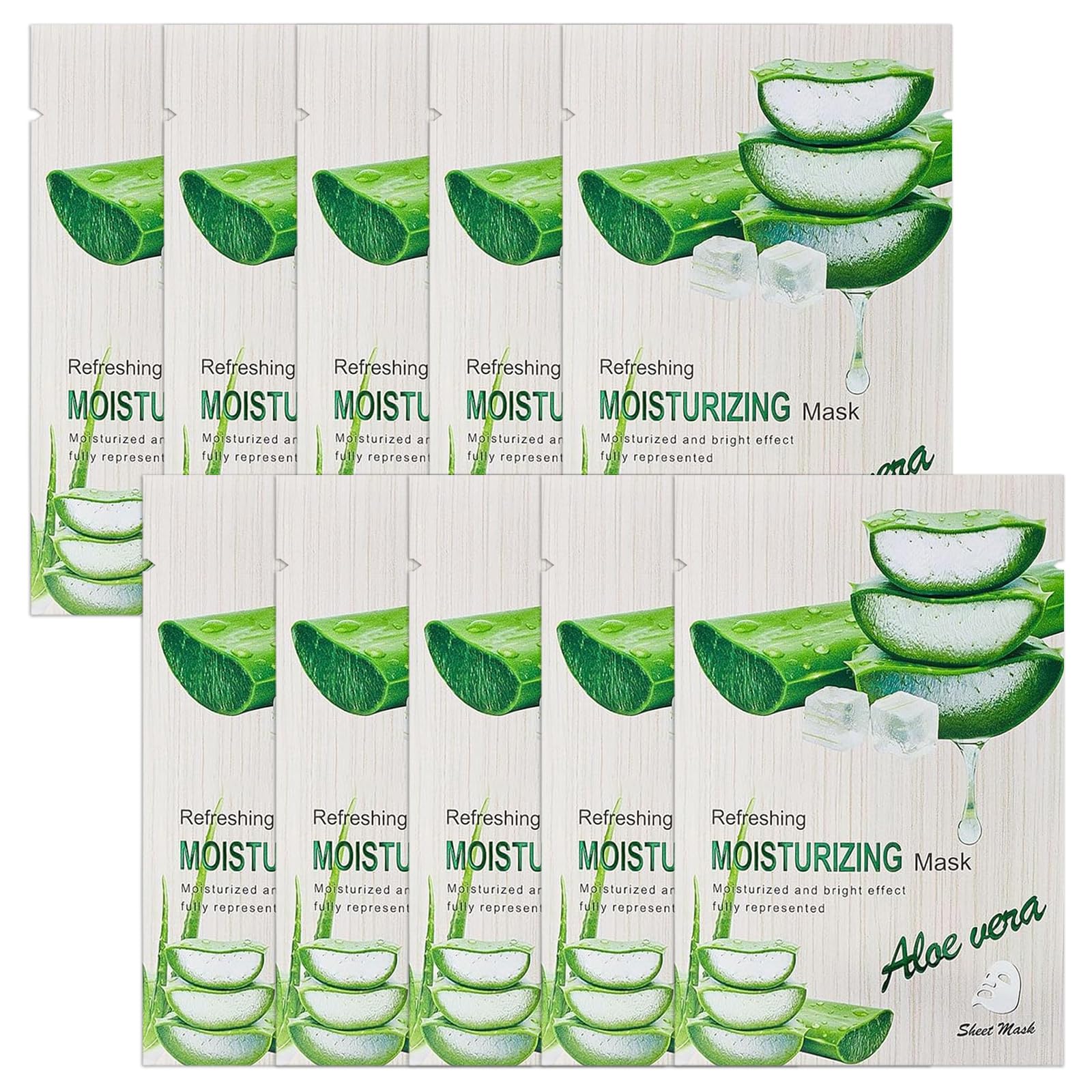 wimony Sheet Face Mask 10PCS, Sheet Mask, Aloe Organic Facial Mask Skin Care Product, Nutrition Concentrated Moisturizing Facial Mask, Skin Repair Face Sheet Mask(30ml/Pc)