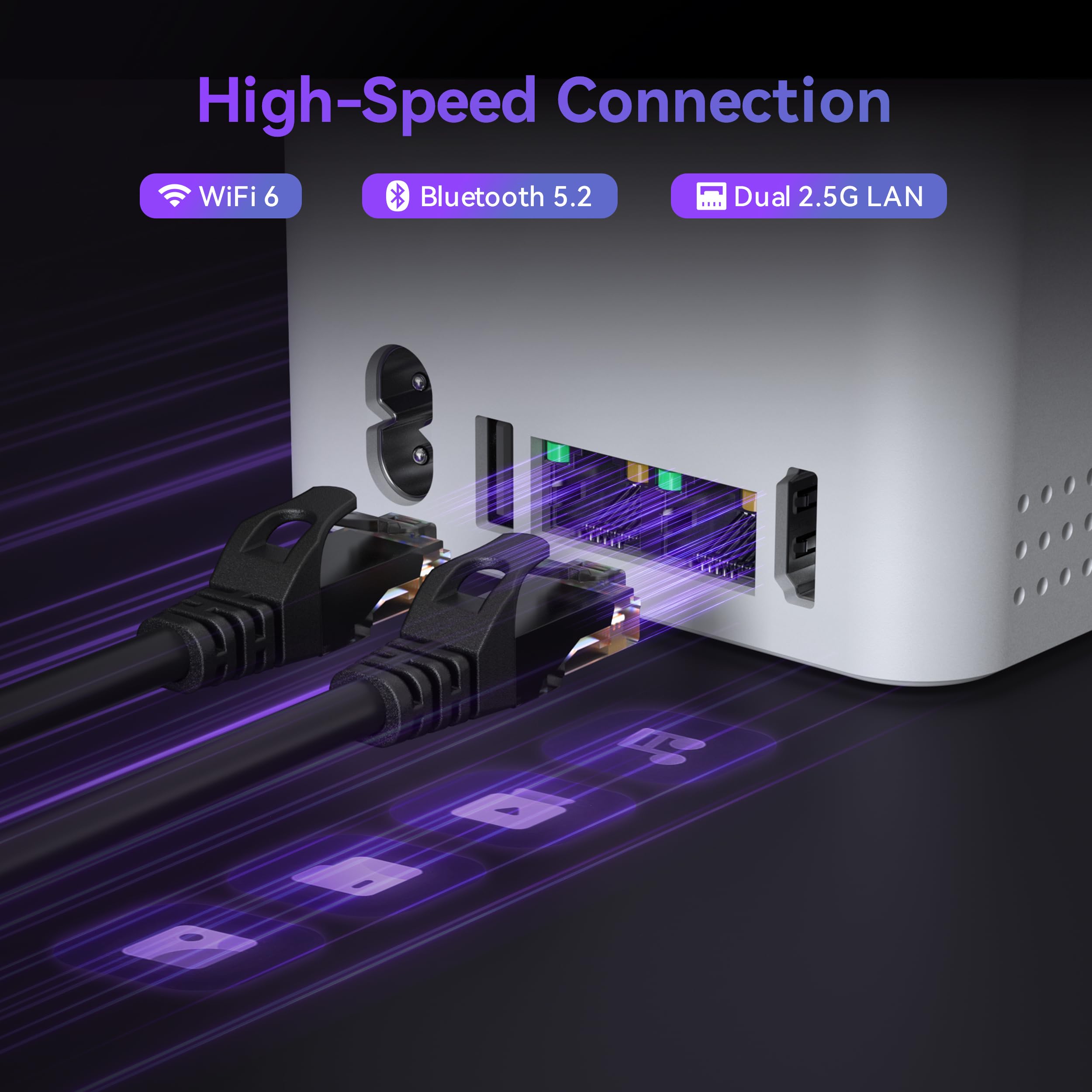 Beelink Me Mini, Mini PC NAS, CPU Intel N95, LPDDR5 de 12 GB, SSD PCIe de 1 TB, 6 ranuras para SSD PCIe3.0 M.2 (MÁX. 24 TB), LAN dual 2.5G/WiFi6/BT5.2/USB3.2/HDMI, HTPC, nube privada, enrutador suave, solución de almacenamiento