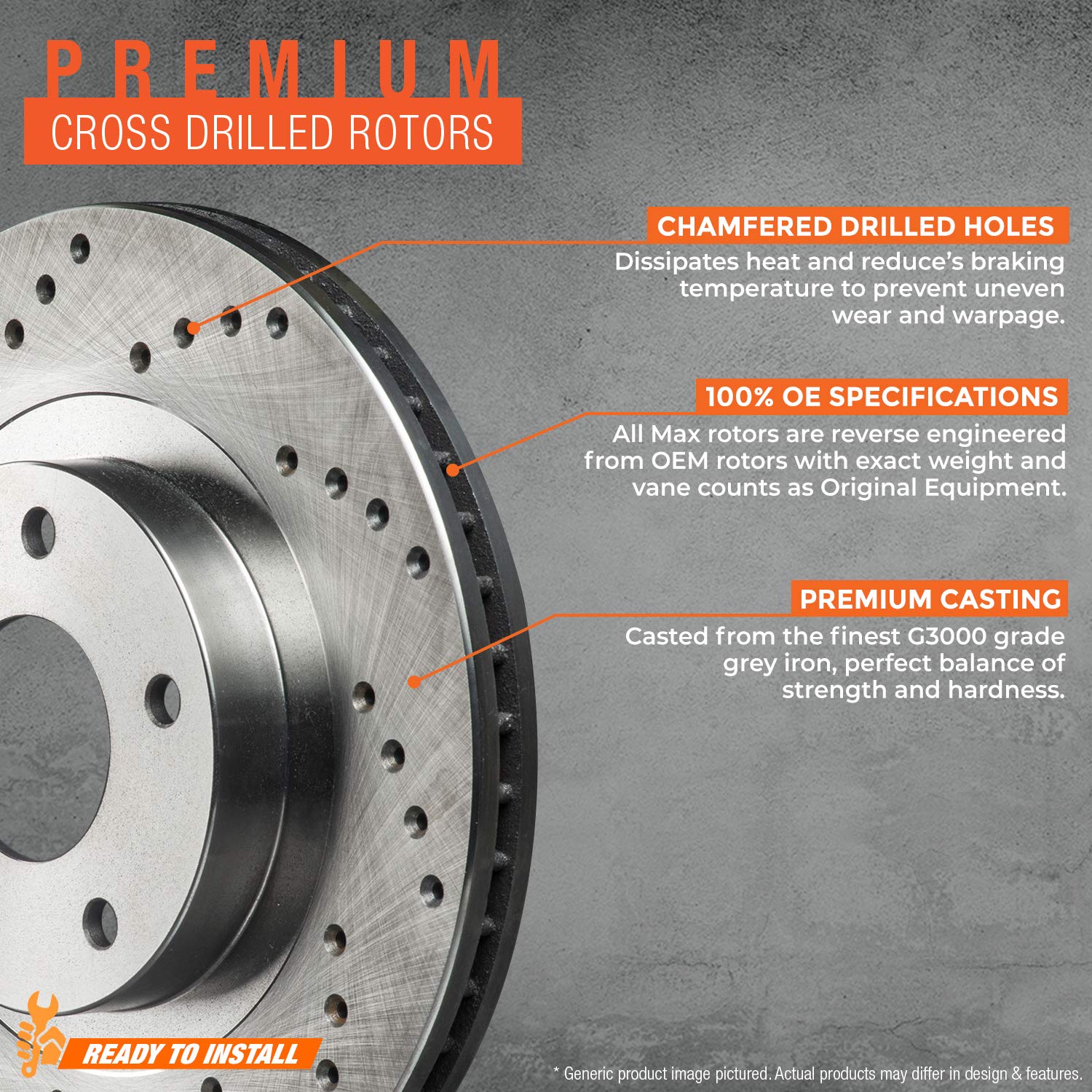 Premium Cross Drilled Rotors + Ceramic Pads KT039923 Fits Lexus 2010