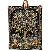 VODRM Tree of Life Blanket Botanical Lush Floral Throw Blankets,Gifts for Kids Woman Adult & Hunter Lovers,Lightweight Soft Fleece,Elegant Nature,for Sofa Couch Bed Room Dark Decor 50x60in