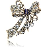 Vancy Utopia Rhinestone Bow Brooch Vintage Crystal Large Bowknot Brooches for Women Brooch Pin Wedding Fashion Jewelry Accessories,Women Gift