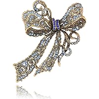 Silver Tone Crystal Open Heart Stick Pin Brooch – 50mm Length For Lapel, Hat, Scarf Or Collar