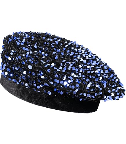 Sparkle Mesh Sequin Beret Elegant Adjustable Beanie Cap Women Mesh Sequin Beret Glitter Lace Cap Sheer Adjustable  main image 4