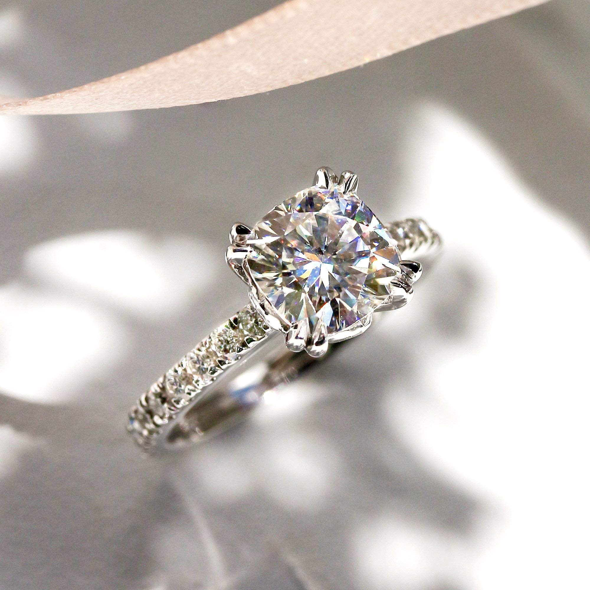 2ct Cushion Forever One Moissanite Ring 14K Gold