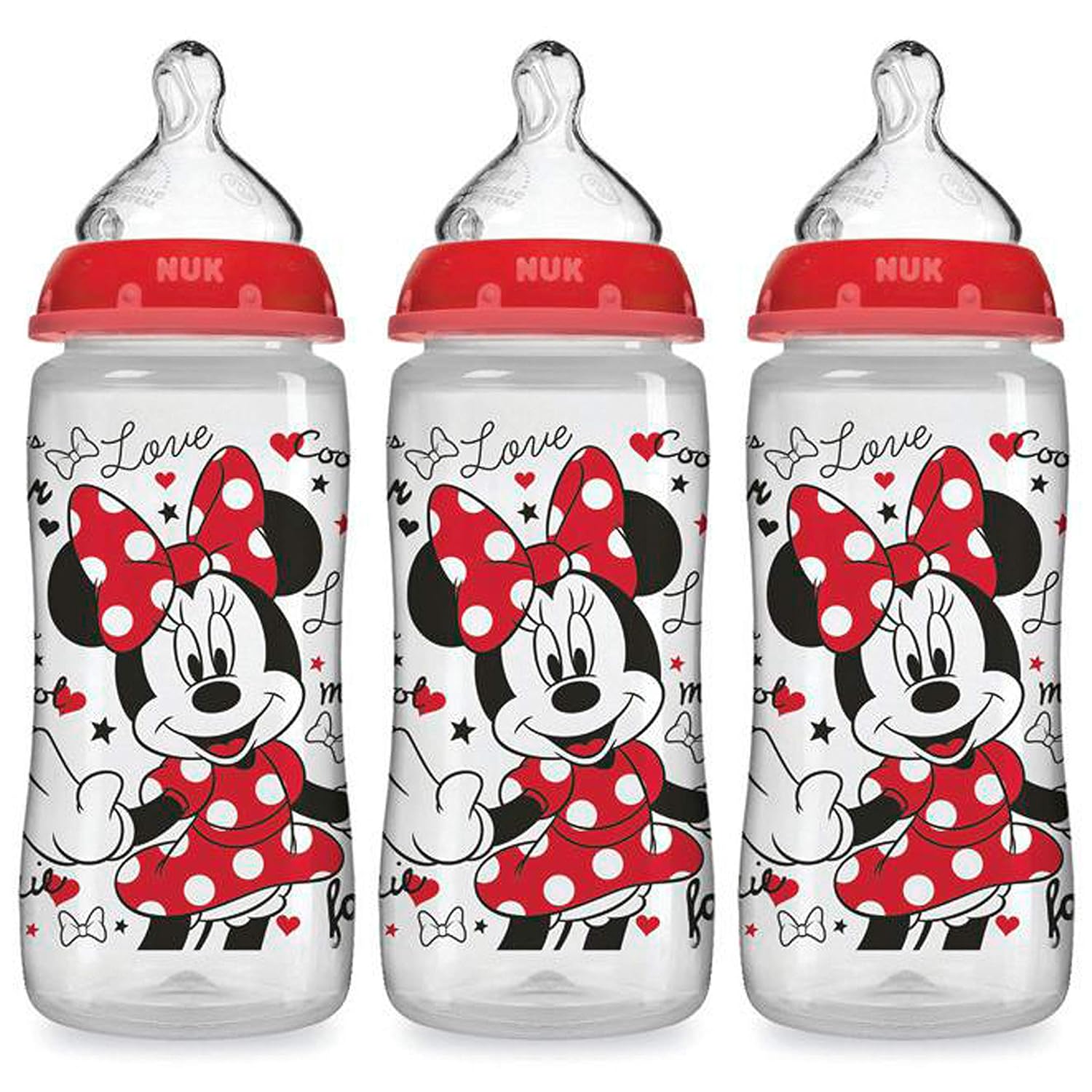 NUK Smooth Flow Disney Bottle, Minnie Mouse, 10 Oz, 3 Pack