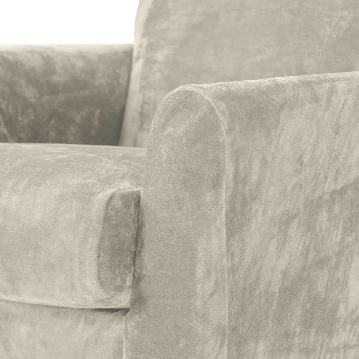 Great Bay Home 2 Piece Velvet Plush Chair Slipcover. Form Fit, Stretch Slip Resistant, Strapless Slipcover. Soft Stretch Arm Chair Slipcover. Elliana Collection (Chair, Silver Cloud): Furniture & Decor