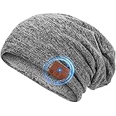 ASIILOVI Bluetooth Beanie, Double-Layer Wool Lining Bluetooth Beanie Hat, Unique Tech Gifts for Men/Women/Teens/Family Christmas Thanksgiving-Gray