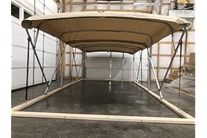 Cypress Rowe Outfitters Monster Double Pontoon Boat Bimini Top, 17' Long, 8 1/2' Wide, fits 97-103" Wide, Complete Dual Kit with Frame, Canopies w/Storage Boots, Hardware