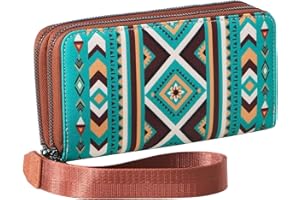 WHHMK Rfid wallets for Women Boho Aztec Female Wallet with Strap Large Capacity Wristlet Women's Wallets Zipper Coin Pocket