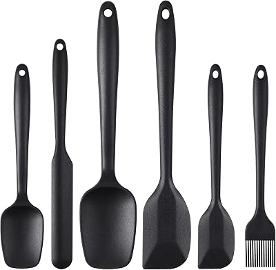 LEUOSO 6Pcs Silicone Spatulas Set High Heat Resistant Non-Stick Kitchen Utensils