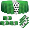 Oudain 6-Pack Rugby Party Tablecloths - 84 Inch Round Disposable Plastic Table Covers - View #6