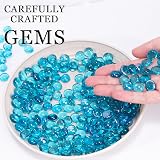 Meschett 50Pcs Mini Glass Gems Sea Blue Flat Bottom Marbles 1.3-1.8cm view 2