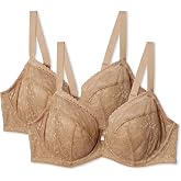 Amazon Essentials Women's All over stretch Lace Plunge Bra, DD+ Cups, Pack of 2