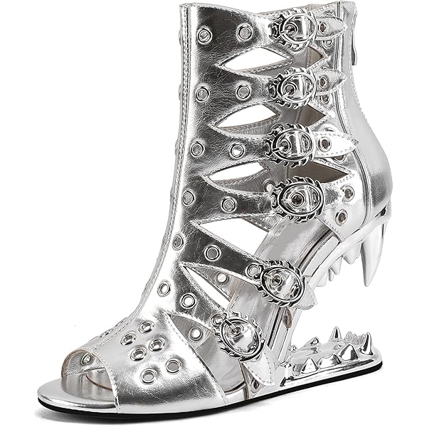 Amazon.com | HoanTiai Platform Ankle Boots Goth Round Toe