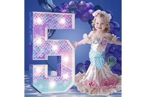IMPRSV Marquee Numbers Mermaid Birthday Decorations: 3ft Large Party Decor Girl 5th 15th Big Light Up Cardboard Number 5
