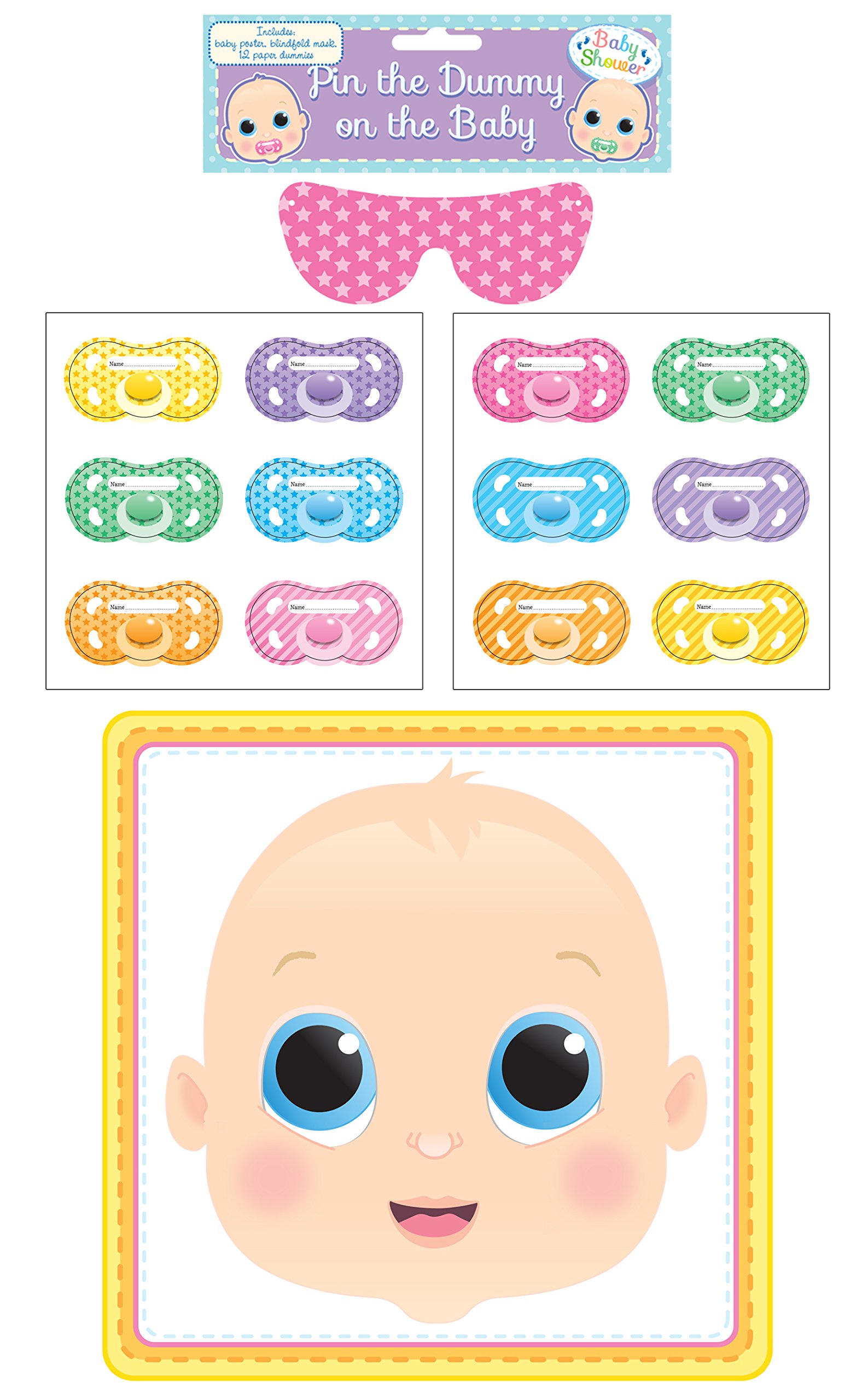 HENBRANDT Baby Shower Party Game Pin The Dummy Pacifier On The Baby
