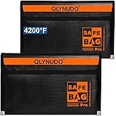 QLYNUDO Small Fireproof Money Bag for Cash (2-Pack) – 9.5x5.8" Waterproof Document Bag & Cash Stuffing Envelopes Holder – Non-Itchy Fireproof Pouch for Passport, Currency & Valuables Storage (Black)