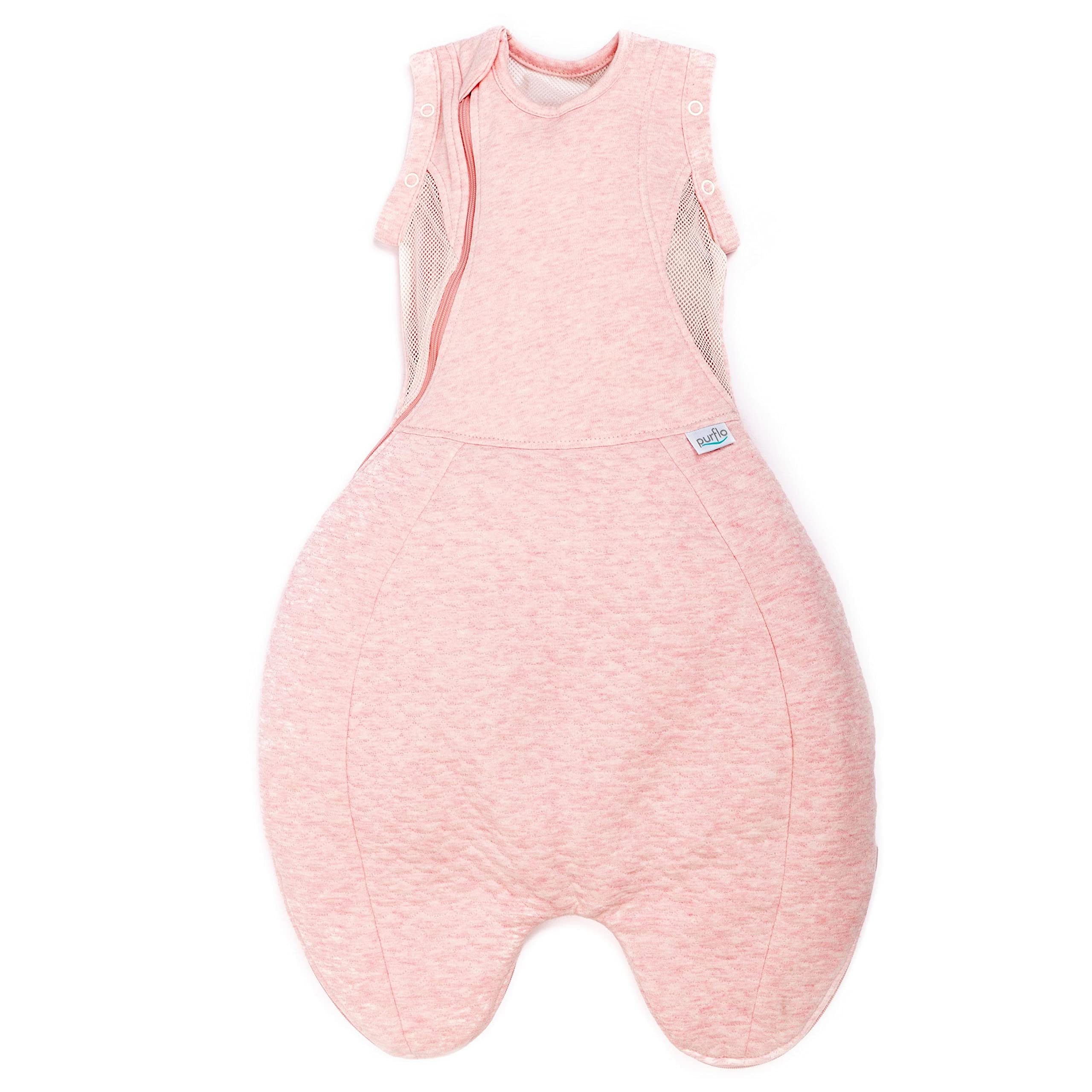 PurFlo Swaddle to Sleep Bag | All-Season 2.5 tog Sleeping Bag | 0-4 Months | Breathable Newborn Baby Sleeping Bag That Grows With Your Baby | Swaddle Arms In or Out | Hip Healthy | Shell Pink