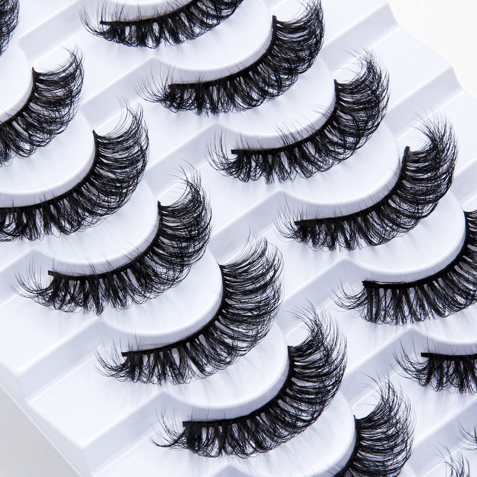 Leipple False Eyelashes 8 Pairs - Professional Reusable 8D Lashes - Natural Wispy Thick Fluffy Fake Eyelashes Faux Eyelashes(QZ-28)