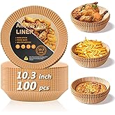 Air Fryer Liners for Chefman 8qt, Airfryer Liners Round Disposable 10.3 Inch Large Air Fryer Paper Liners Non-stick Oil Resistant, Waterproof, Food Grade Air Fryer Parchment Paper Liners